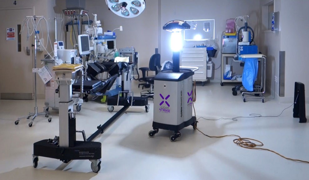Pulsed UV disinfection robot